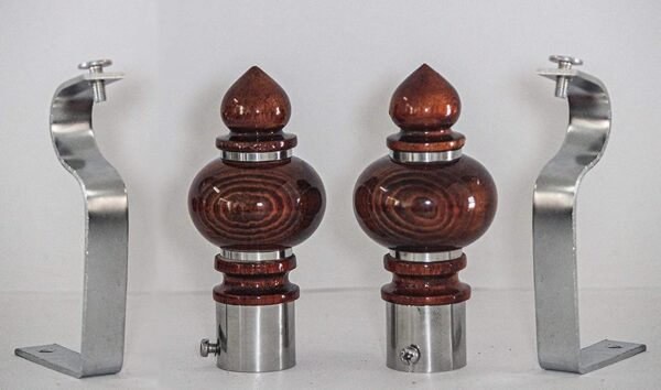 Luxury Wooden Curtain Bracket with Finials for 1 Inch Rods: Teak Style - Image 3