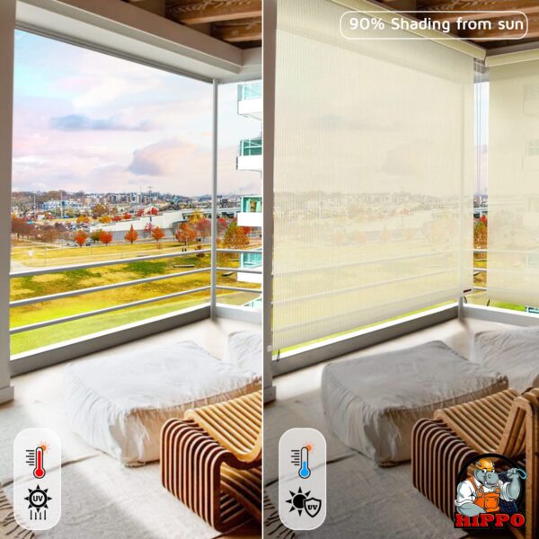 Outdoor HDPE Roller Blinds: 90% Sun Protection & Air Flow Design - Image 6