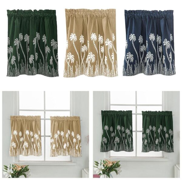 Elegant Beige Sheer Lace Curtain Valance for Stylish Home Decor - Image 4