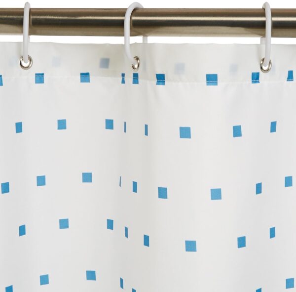 Stylish Blue Polyester Shower Curtain with Hooks - 72x72 Inch Washable Design - Image 2