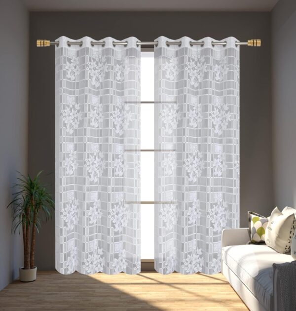 9Ft Long Eyelet Door Curtains for Living Room | Washable Floral Panels - Image 2