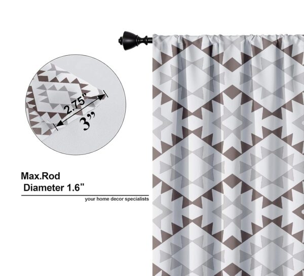 Stylish Lushomes Black Grey Geometric Semi Sheer Window Curtains Set of 2 - Image 3