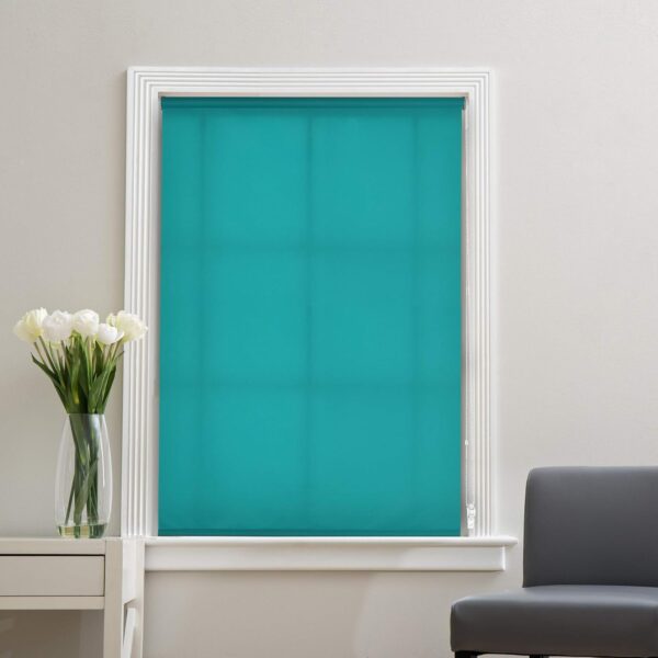 Turquoise Semi-Blackout Roller Blinds for Light Filtering and UV Protection - Image 3