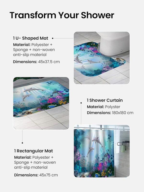 Stylish SAVYA HOME Shower Curtain & Mat Set for a Beautiful Bathroom - Image 4