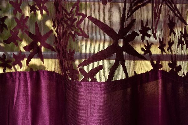 Soulful Creations Abstract Patch Curtain: Elegant Wine Design for Your Home - Image 3