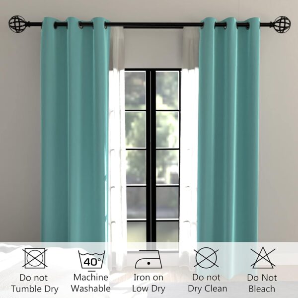 Room Darkening Teal Curtains | 80% Blackout Window Treatment Set of 2 - Image 6