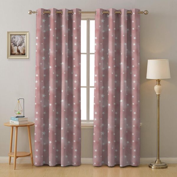 Starry Dreams Peach Pink Blackout Curtains - 95% Light Blocking Set of 2 - Image 2