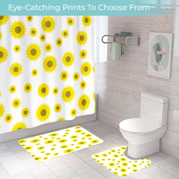 Stylish Sunflower Shower Curtain & Non-Slip Mat Set for Your Bathroom - Image 5