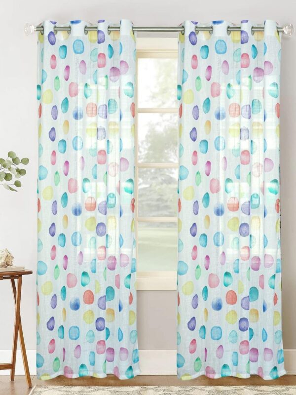 Linen Sheer Printed Curtains for Light Filtering and Stylish Home Decor - Image 2