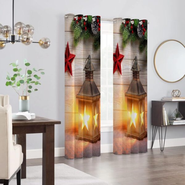 Multicolor Long Crush Window Curtains for Merry Christmas - Set of 2 - Image 2