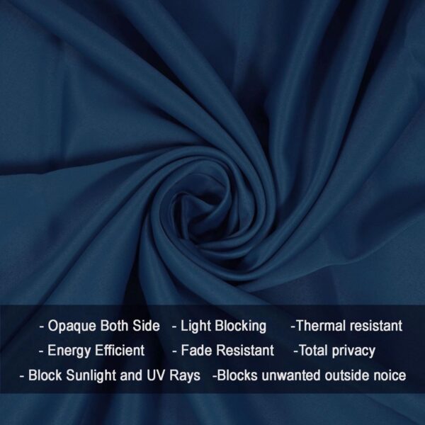 Navy Blue Blackout Curtains Set: 7 Feet Thermal Insulated Door Panel Pair - Image 6