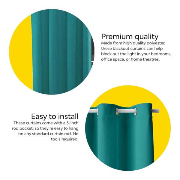 Elegant 7 Feet Teal Blackout Door Curtains for Room Darkening and Insulation - Image 2