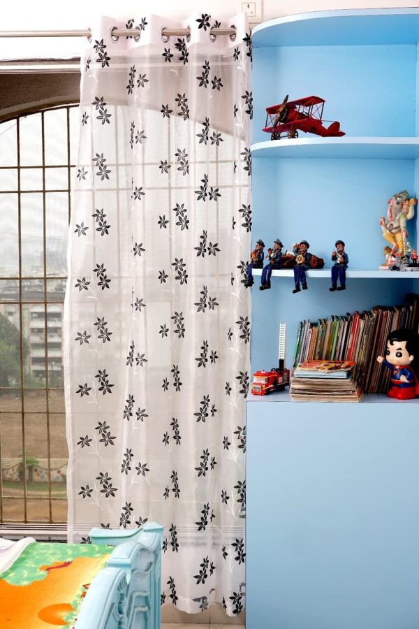 Elegant 7 Ft Sheer Tissue Curtains with Embroidery for Stylish Home Decor - Image 2