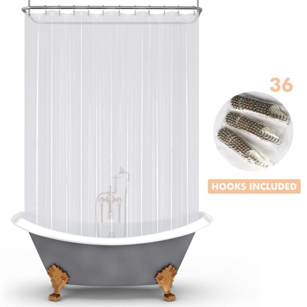 Extra Long PEVA Shower Curtain Liner for Clawfoot Bathtubs: Waterproof & Odorless - Image 4