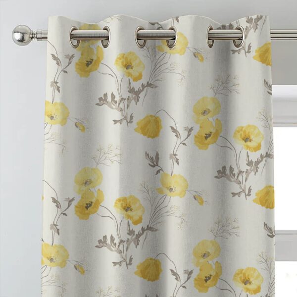 Elegant Floral Ombre Room Darkening Curtains Set of 4 in Yellow Cream - Image 8