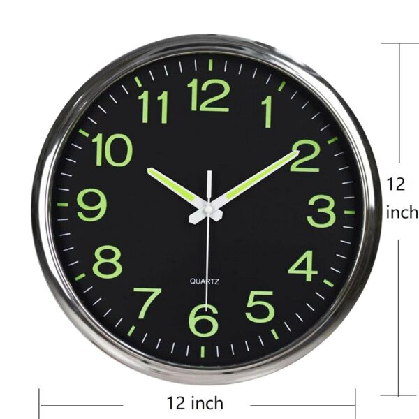 Modern Luminous 12'' Quartz Wall Clock for Bedroom and Office Decor - Image 2