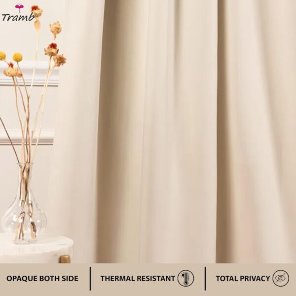 Tramb Solid Cream Blackout Curtains for Total Privacy and Noise Reduction - Image 3