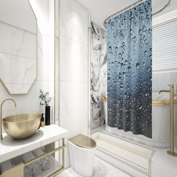 Durable Waterproof Polyester Shower Curtain - Mould Resistant & Washable Design - Image 3