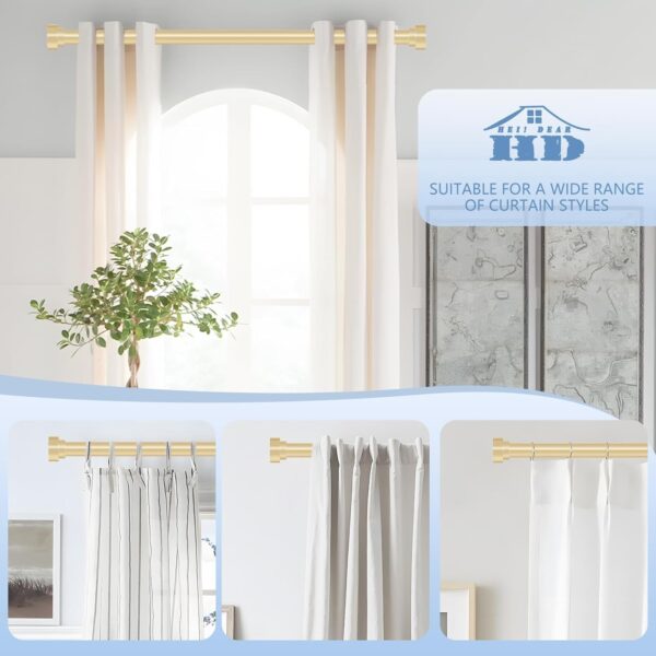 Elegant Gold Curtain Rods for Windows 48-84 Inch - Heavy Duty & Adjustable - Image 5