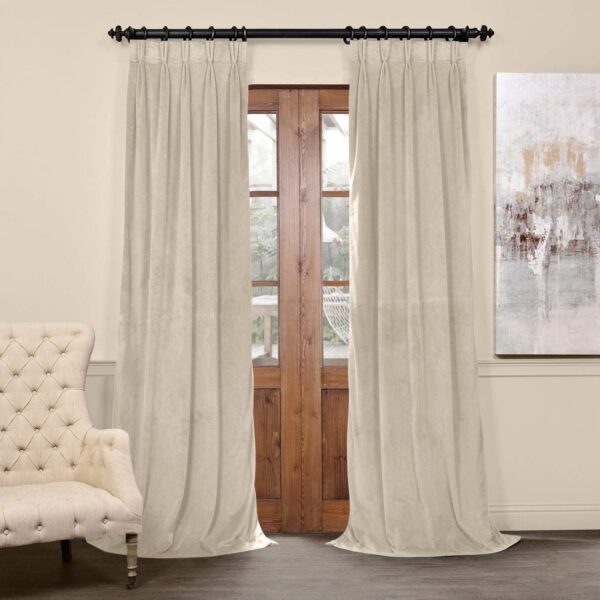 Elegant Thermal Insulated Velvet Curtains for Bedroom and Living Room (Cream) - Image 2