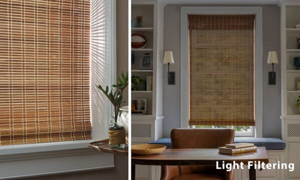 Cordless Bamboo Roman Shades: Stylish, No-Drill Light Filtering Window Treatment - Image 5