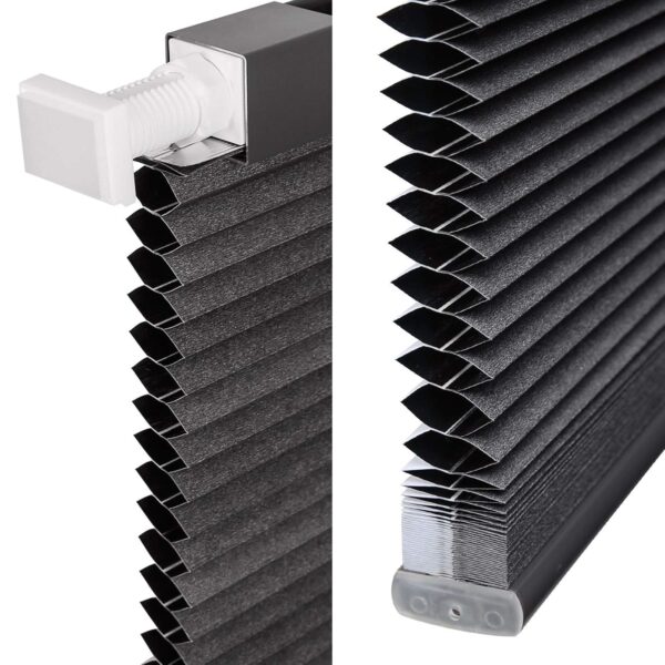 Cordless Cellular Shades: Midnight Black Blackout Blinds for 33" W x 64" H Windows - Image 2