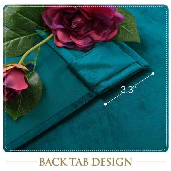 Extra Long Velvet Blackout Drapes for Bedroom and Large Windows in Teal - Image 4