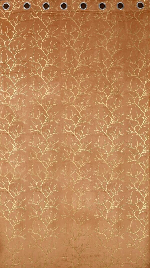 Elegant Velvet Room Darkening Curtains with Golden Foil Tree Design - Set of 4 - Image 3