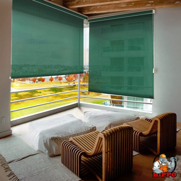 Outdoor Olive Green Roller Blinds: 90% UV Protection & Air Flow Design - Image 7