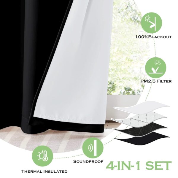 KGORGE 4-in-1 Blackout Curtains: Soundproof, Thermal Insulating Window Drapes - Image 5