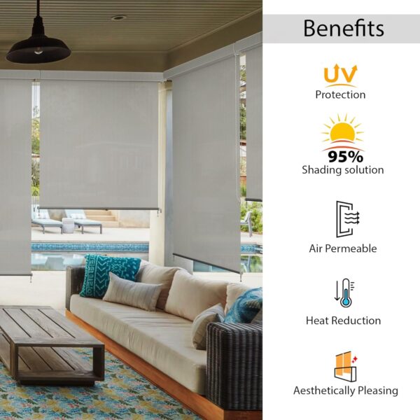 HIPPO UV Protection Roller Blinds: 95% Sun Blockage for Outdoor Patios - Image 2