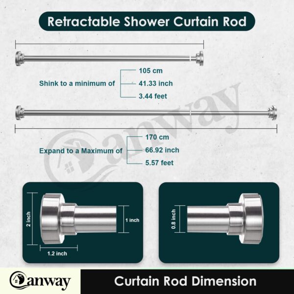 Extendable Stainless Steel Shower Curtain Tension Rod for Easy Installation - Image 3