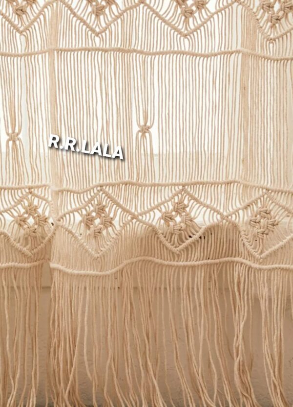 Handwoven Macrame Cotton Curtain: Boho Ivory Room Divider for Stylish Decor - Image 3