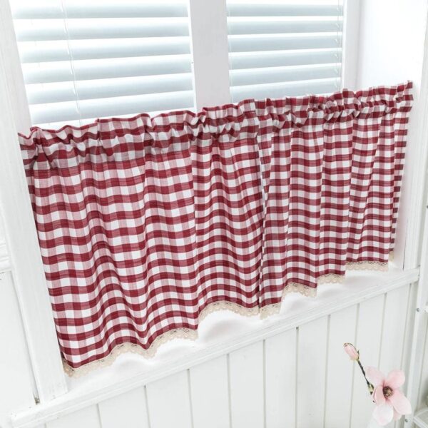 Elegant Red Lace Window Curtain Valance for Stylish Home Decor - Image 5