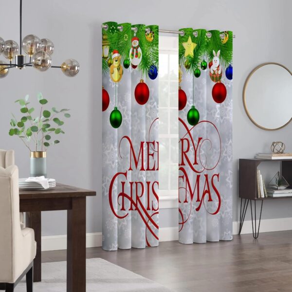 Multicolor Long Crush Window Curtains for Merry Christmas Home Decor - Image 2