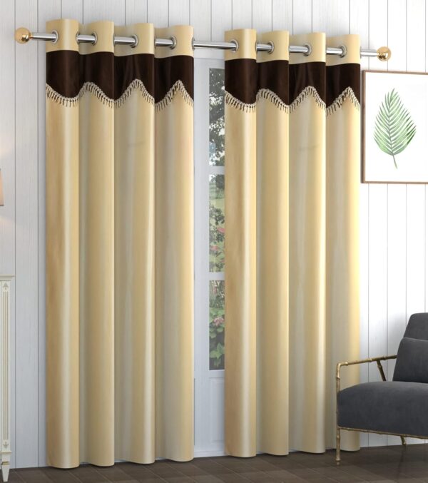 Premium Cream Frill Curtains for Long Doors - FAB CASTLE 9 Feet Pack of 2 - Image 2