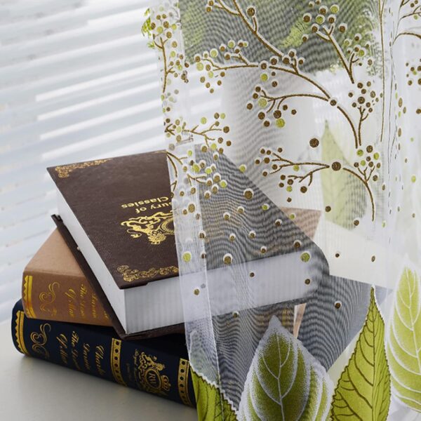 Elegant Leaf Print Sheer Curtains for Restaurants, Hotels, and Weddings - Image 4