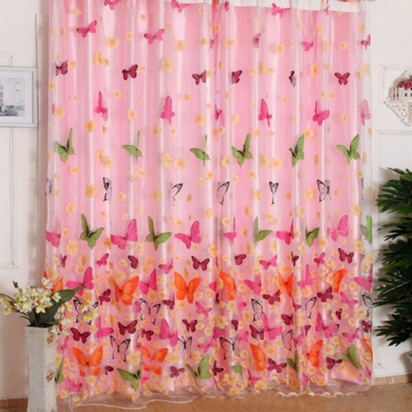 Washable Butterfly Print Sheer Curtain Panel for Stylish Window Decor - Image 4