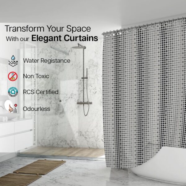 Stylish Waterproof Odette PEVA Shower Curtain with Hooks for Bathroom Decor - Image 5