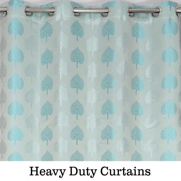 Elegant Aqua Betel Leaf Curtains for Home | 8 Feet Semi Blackout Design - Image 4