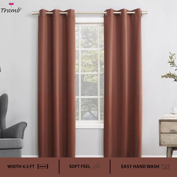 Tramb Solid Brown Polyester Blackout Curtains for Ultimate Privacy and Comfort - Image 2