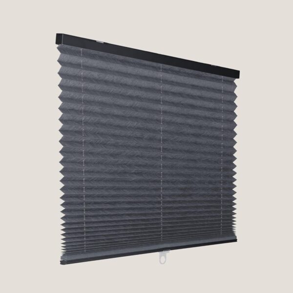 Stylish Light Filtering Gray Pleated Fabric Window Shade - Cordless 34" x 60" - Image 4