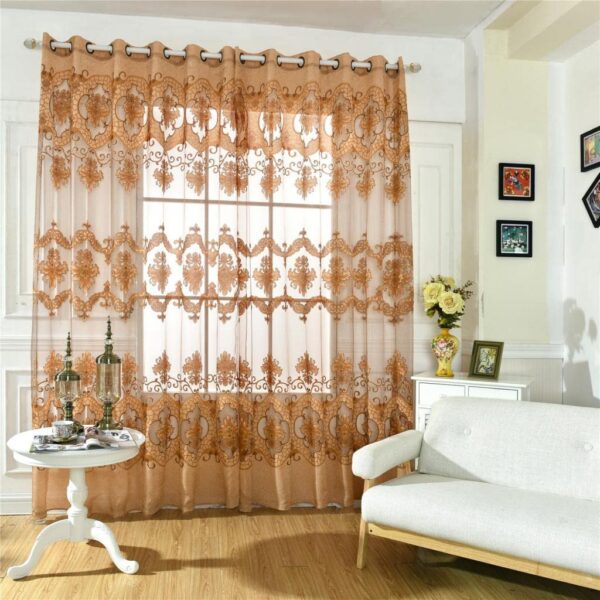 Elegant Coffee Voile Window Curtain Drape for Stylish Home Decor - Image 6