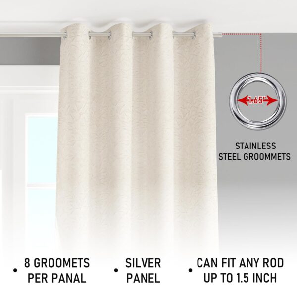 Textured 100% Blackout Curtain | Thermal Insulated Noise Reducing Drapes - Image 4