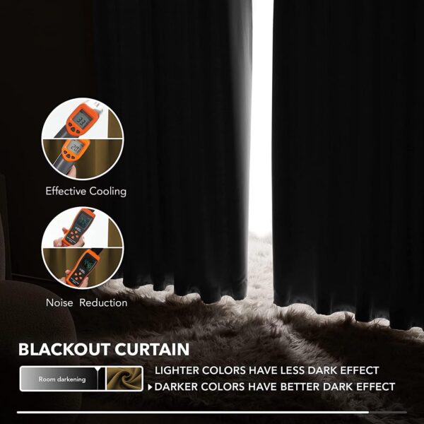 Blackout Window Curtains Set of 2 - Room Darkening 5 Feet Mustard - Image 6