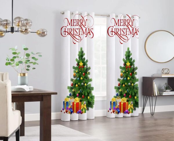 Multicolor Long Crush Window Curtains for Festive Christmas Decor in Any Room - Image 2