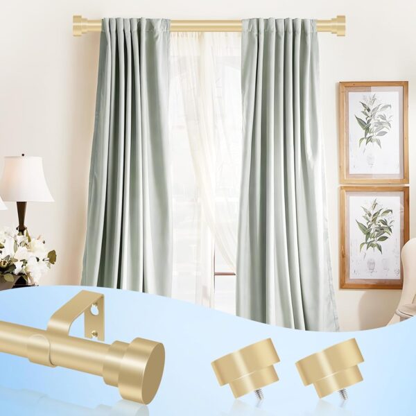 Elegant Gold Curtain Rods for Windows 48-84 Inch - Heavy Duty & Adjustable - Image 9