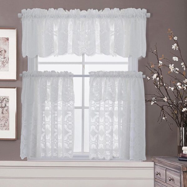 Charming ATORSE Kitchen Curtain Tier Lace Valance for Stylish Dining Spaces - Image 2