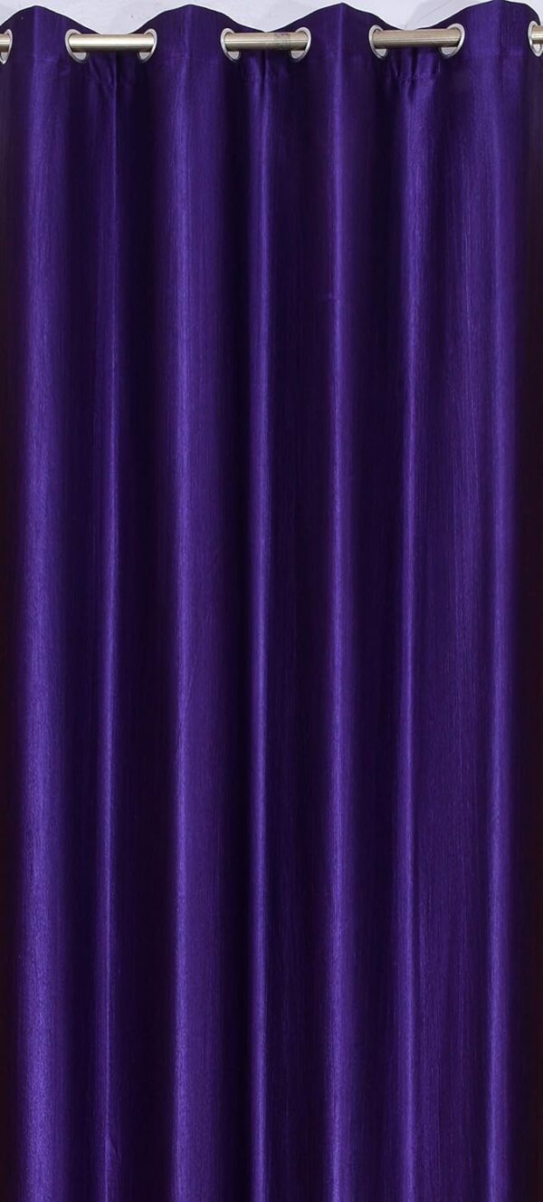 Stylish Purple Polyester Eyelet Curtains: Light-Filtering Floral and Plain Combo Pack - Image 3