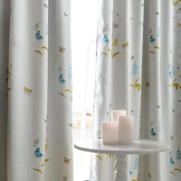 80% Blackout Curtains for Doors | Floral Print, Grey Fabric, 7 Feet Long - Image 3